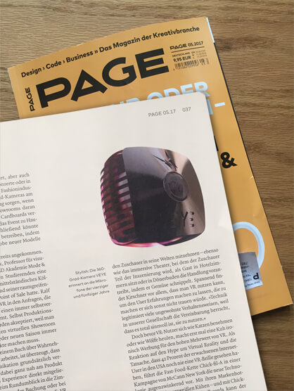 page magazine mentioning the veye camera