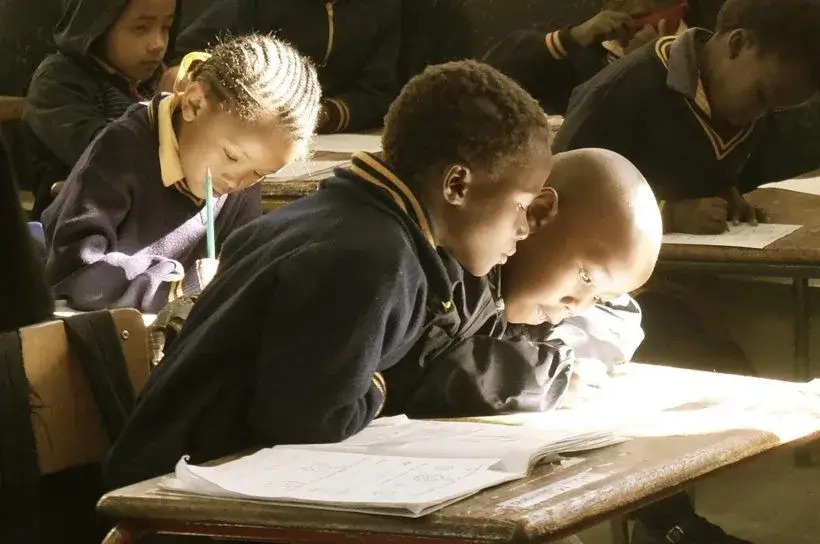 african kids studying in school
